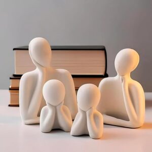 Couple Family Statue Ceramic Thinker Sculpture Home Decor Items for Living Room Show Piece Table Top Artifact Best for Gifting and Decor (White Set of 4)