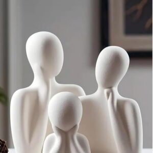Couple Family Statue Ceramic Thinker Sculpture Home Decor Items for Living Room Show Piece Table Top Artifact Best for Gifting and Decor (White Set of 4)