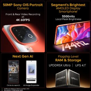 iQOO Neo 10 (Inferno Red, 8GB RAM, 256GB Storage) | Snapdragon 8s Gen 4 Processor & SuperComputing Chip Q1 | 7000 mAh Battery | Segment’s Highest 144 FPS Gaming Smartphone (Copy)