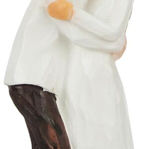 Hand-Painted Medium Size Romantic Couple Statue | Beautiful Resin Home Decor (Pack of 1, White and Brown Color)