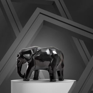 Amazon Basics Bold Geometric Elephant Statue | A Modern Masterpiece for Your Space | Statement Décor with a Contemporary Edge – Pack of 1, Black