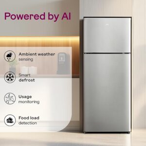 Godrej 223 L 3 Star Convertible Freezer 6-In-1 | AI Powered | Smart Defrost | 95%+ Food Surface Disinfection | Inverter Frost Free Double Door Refrigerator (RT EONVALOR 260C RCIF ST RH, Steel Rush